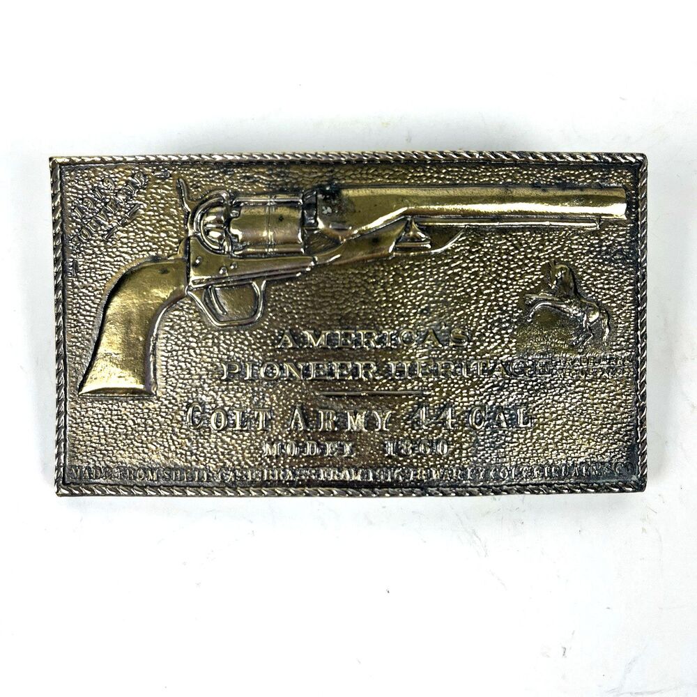 Brass Belt Buckle Americas Pioneer Heritage Colt Army 44 cal Model 1860 Military